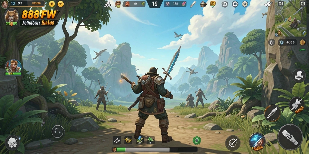 Screenshot 888FW menampilkan keindahan dunia terbuka yang kaya detail.