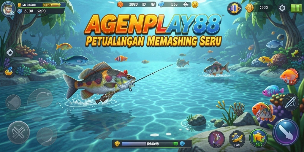 Screenshot gameplay AGENPLAY88 menunjukkan aksi memancing yang seru dan interaktif.