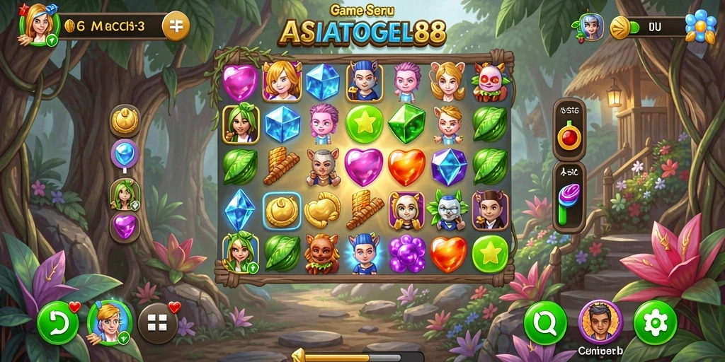 Gameplay seru ASIATOGEL88 dengan kombinasi match-3 yang menantang.