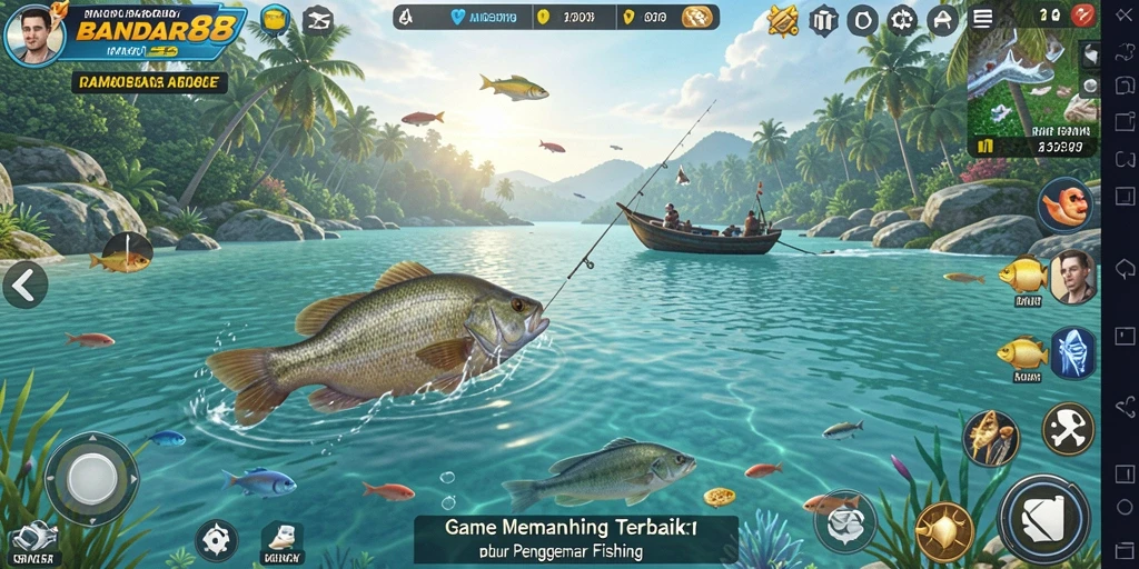 Tampilan screenshot BANDAR88 menampilkan aksi memancing yang seru dan menarik.