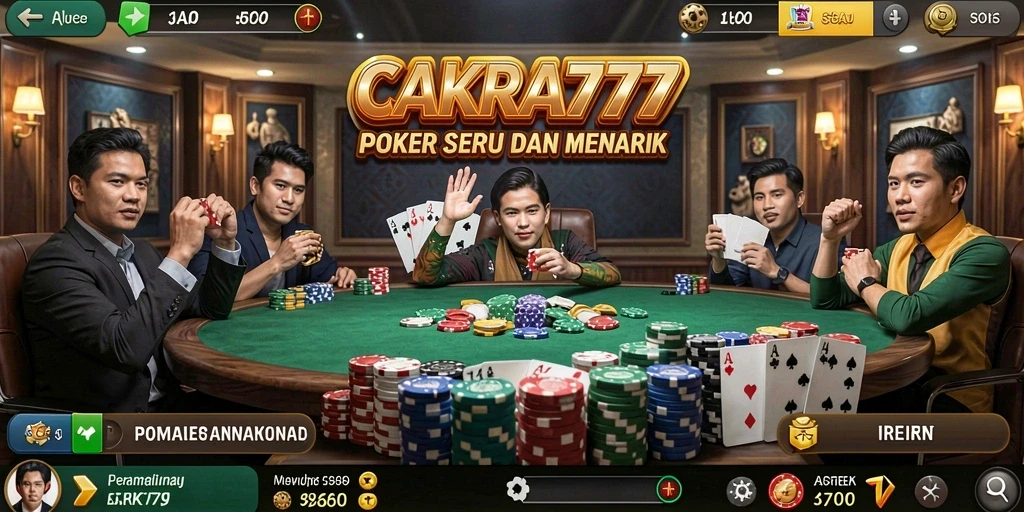 Screenshot gameplay CAKRA777 menampilkan suasana Poker yang mendebarkan.
