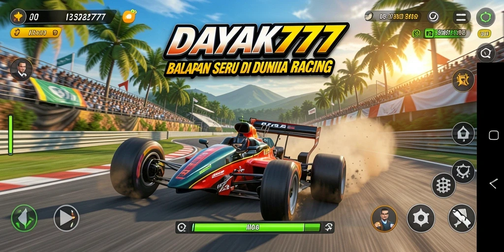 Screenshot dari gameplay DAYAK777 yang menampilkan perlombaan seru.