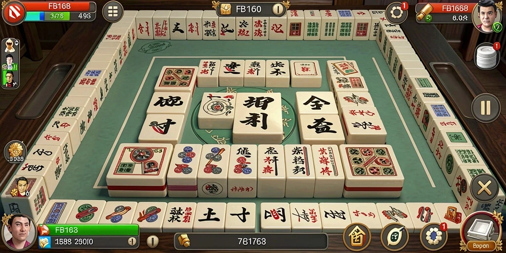 Screenshot FB168 menampilkan gameplay menyusun ubin Mahjong yang menawan.