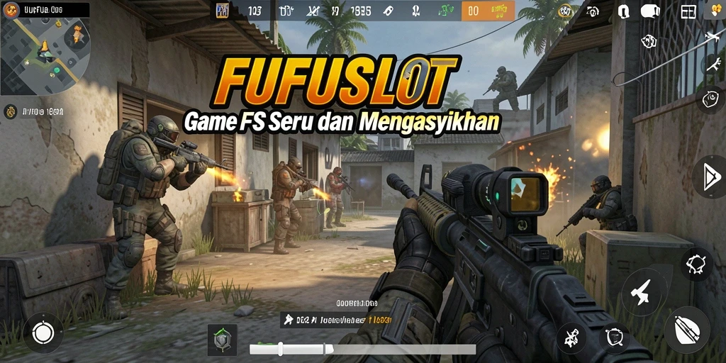 Tampilan gameplay mendebarkan dalam pertempuran FPS di FUFUSLOT.
