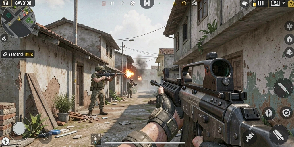 Tampilan gameplay menegangkan di dalam game FPS GAYO138.