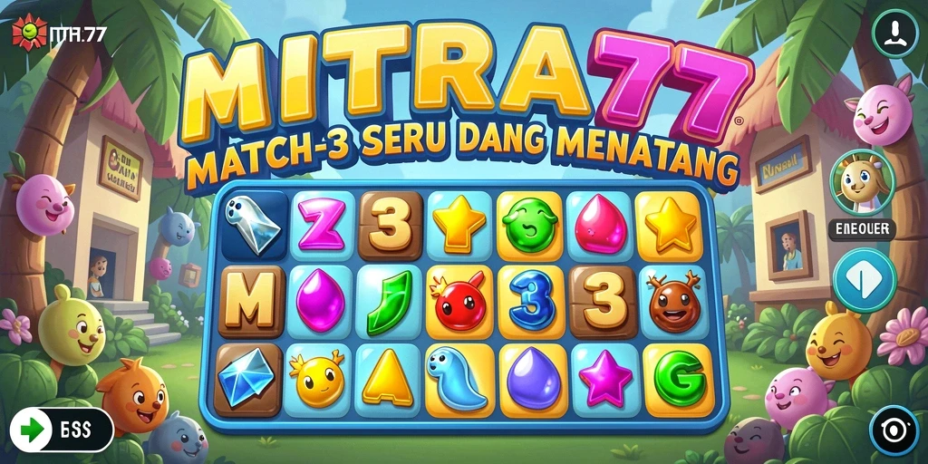 Tampilan gameplay MITRA77 dengan warna-warni ceria.
