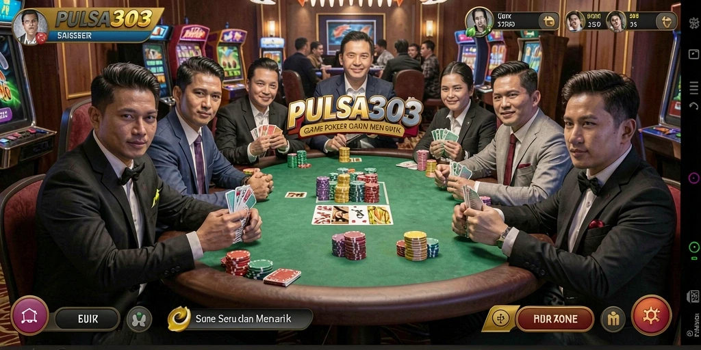 Screenshot gameplay PULSA303 menampilkan pemain poker yang sedang berkompetisi.