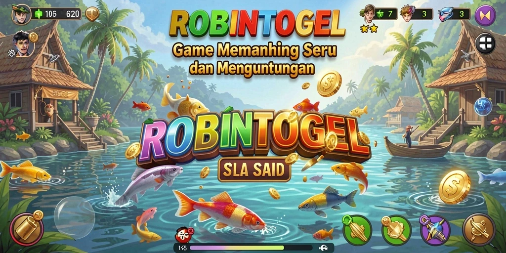 Screenshot utama ROBINTOGEL dengan gameplay memancing yang menarik.