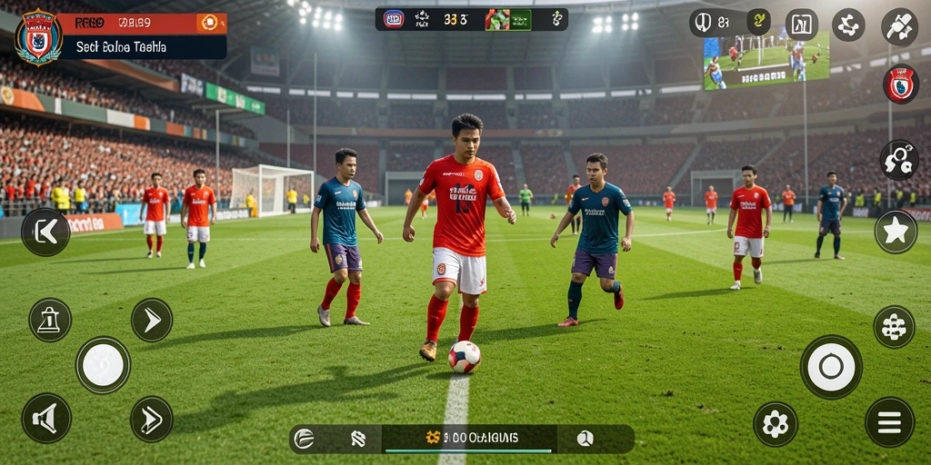 Tampilan gameplay RR89 yang menegangkan dengan aksi sepak bola nyata.